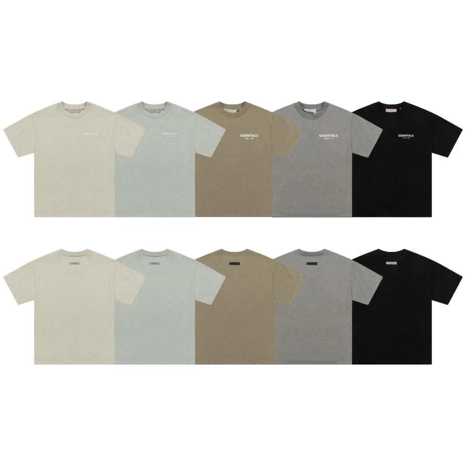 Essentials Beige Gray Oversized Tee, Unisex Chest Logo
