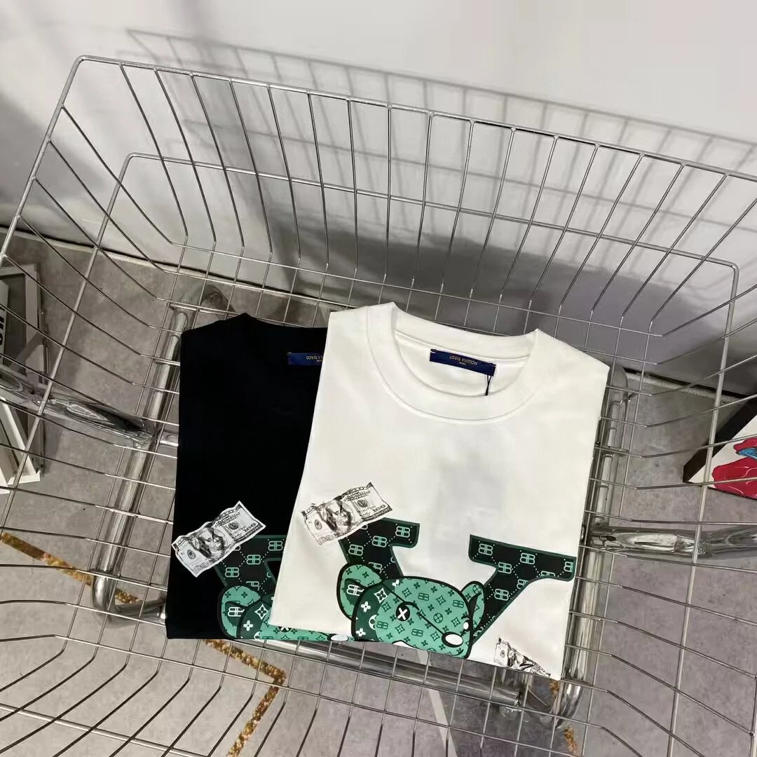 Louis Vuitton White Monogram Bear Cash Print T-Shirt