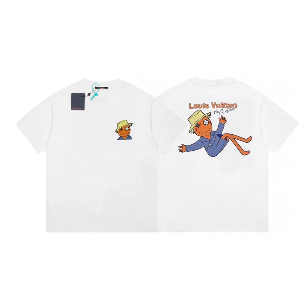 Louis Vuitton White Cartoon Print Cotton T-Shirt