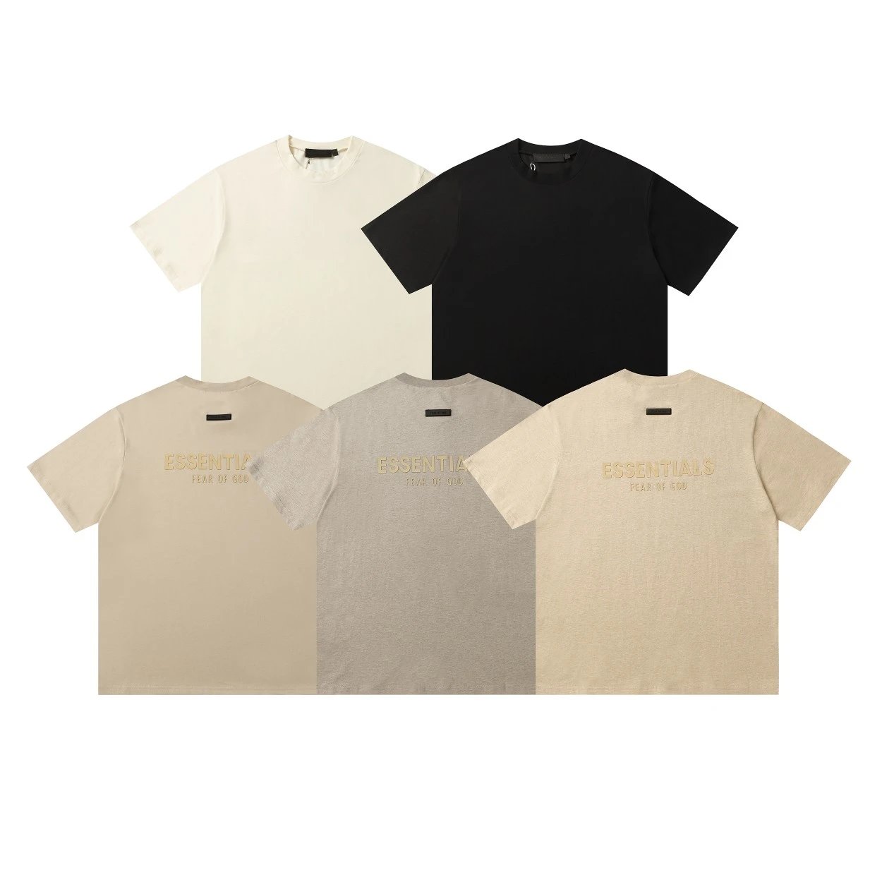 Essentials Off White Cotton Crew Neck Logo T-Shirt