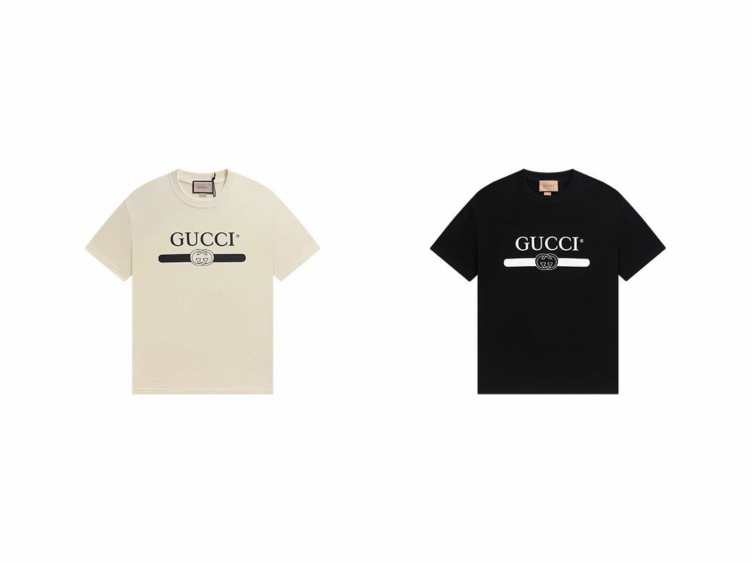 Gucci Classic Off White Cotton Double G Logo T-Shirt
