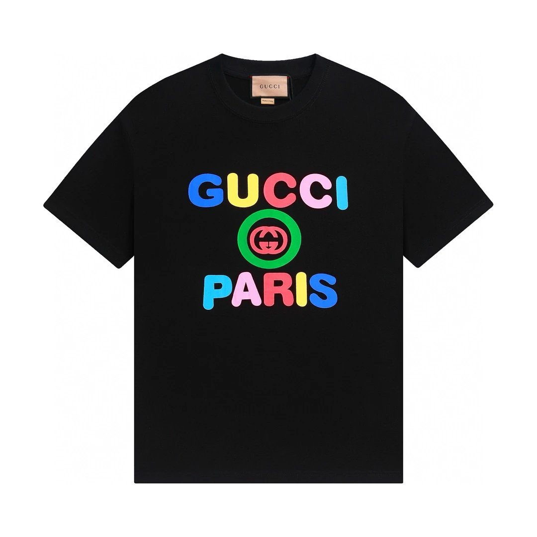Gucci Black Paris Cotton Unisex Logo T-Shirt