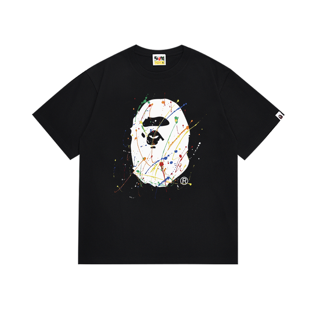 A Bathing Ape Black Splatter Ape Head T-Shirt