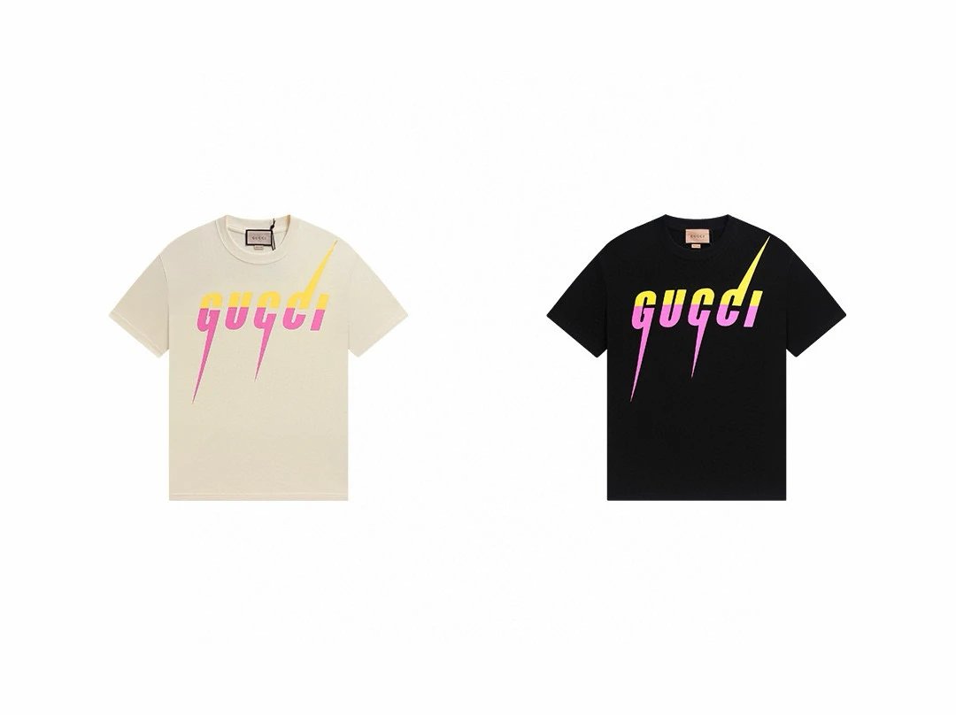 Gucci Vintage Lightning Logo Unisex White Cotton T-Shirt