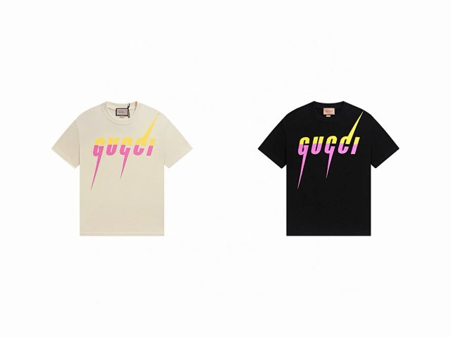 Gucci Vintage Lightning Logo Unisex White Cotton T-Shirt