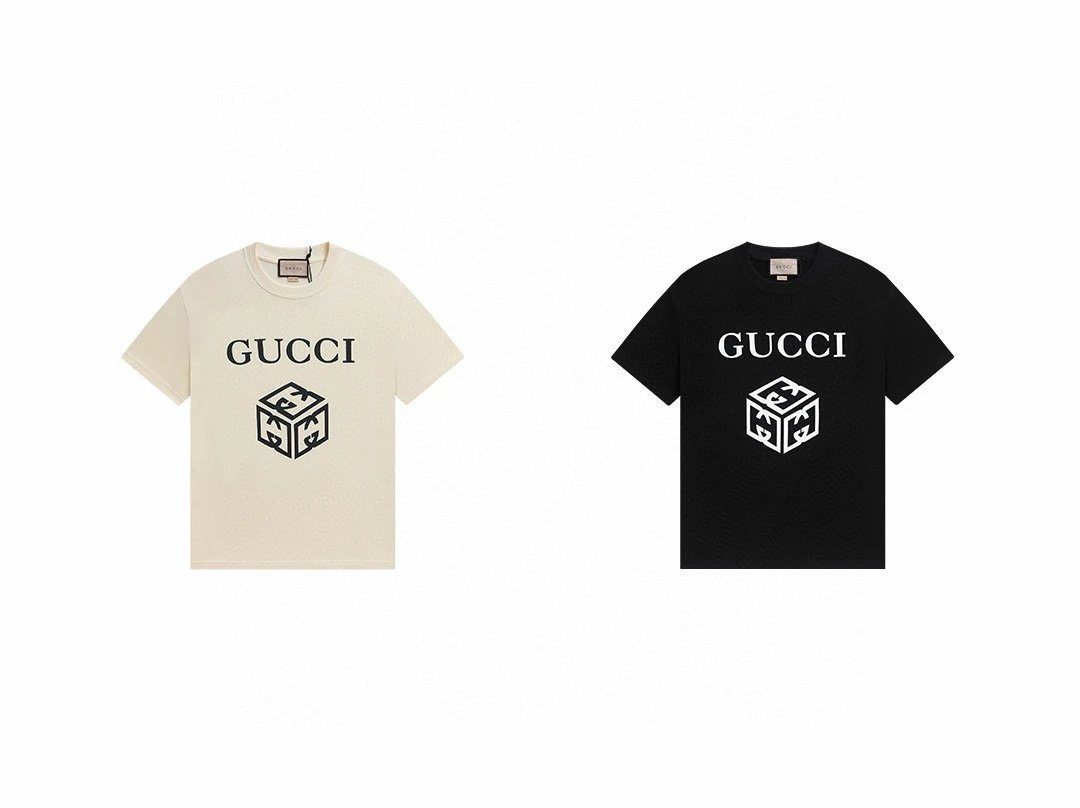 Gucci Off White Cube Logo Cotton T-Shirt