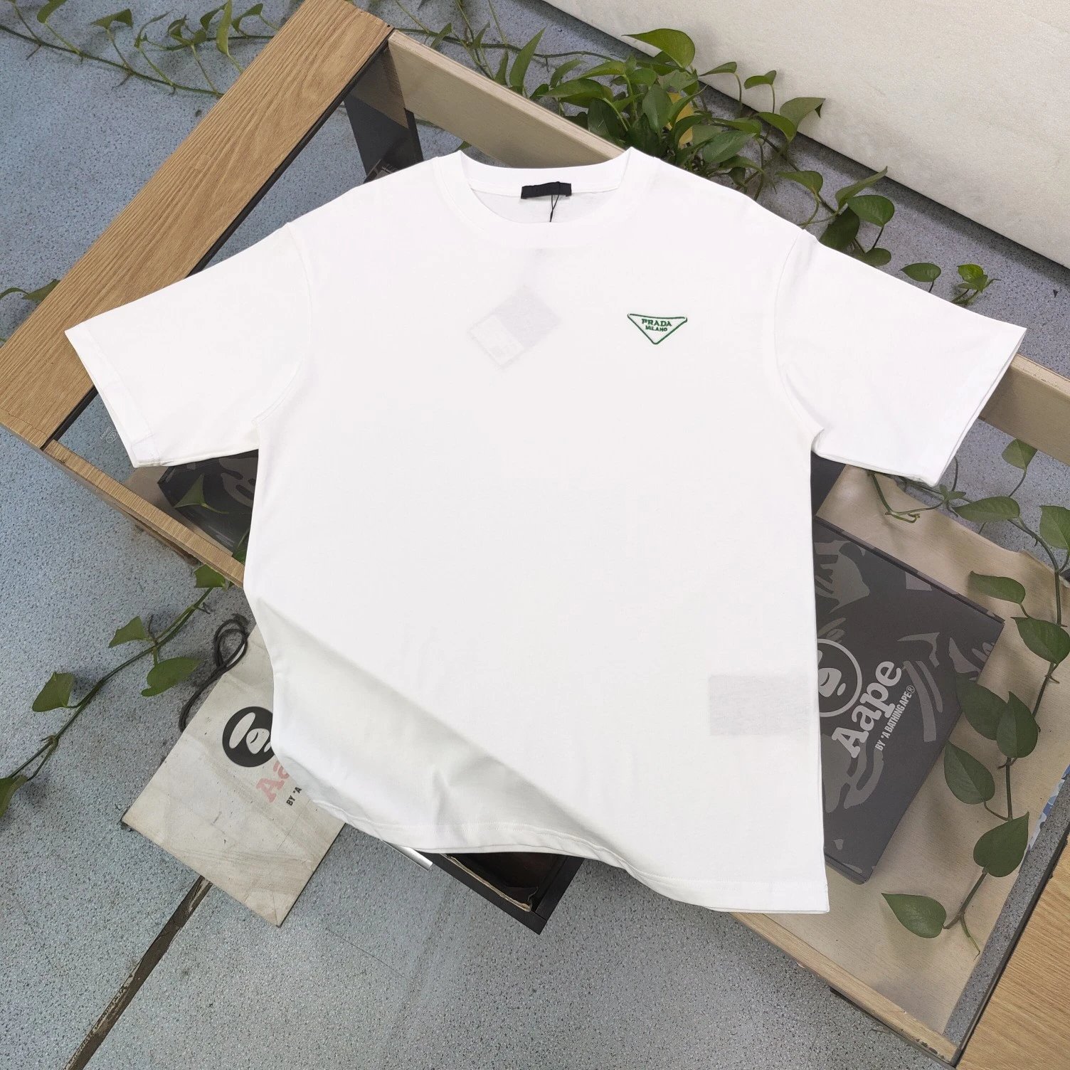 Prada Logo Print T-Shirt White - 2