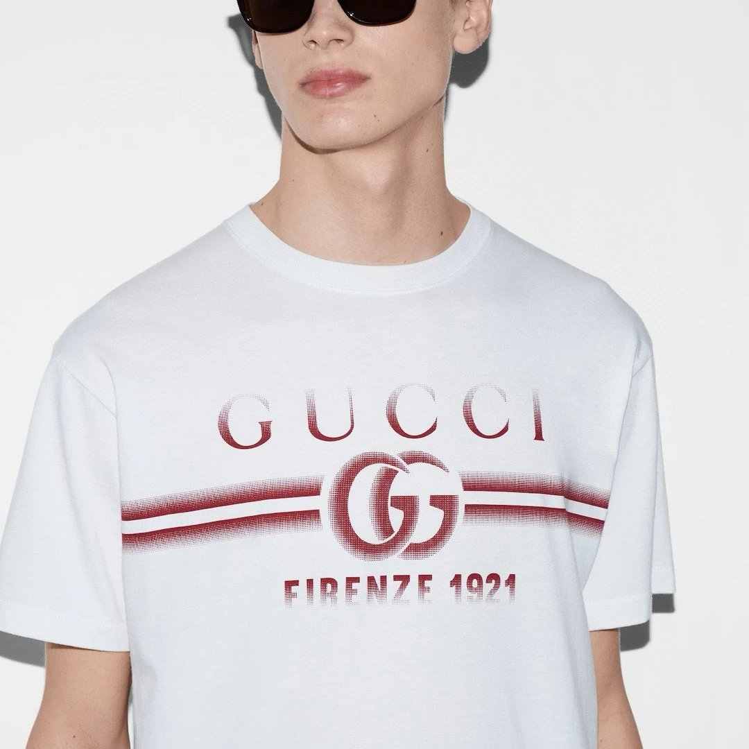 Gucci Classic White Cotton T-Shirt Vintage Logo 1921