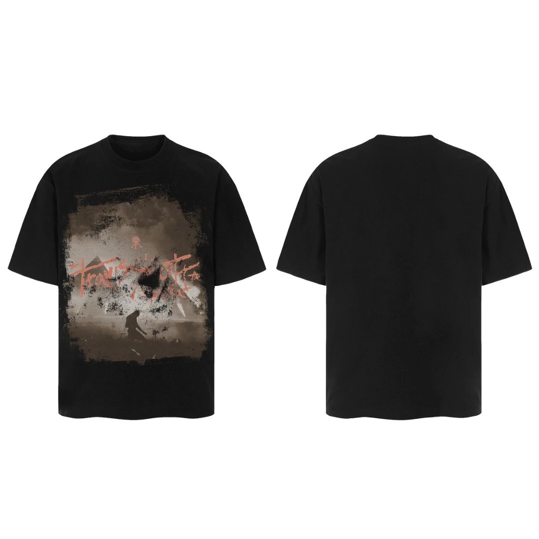 Cactus Jack Black Cotton Graphic T-Shirt Unisex Streetwear Tee