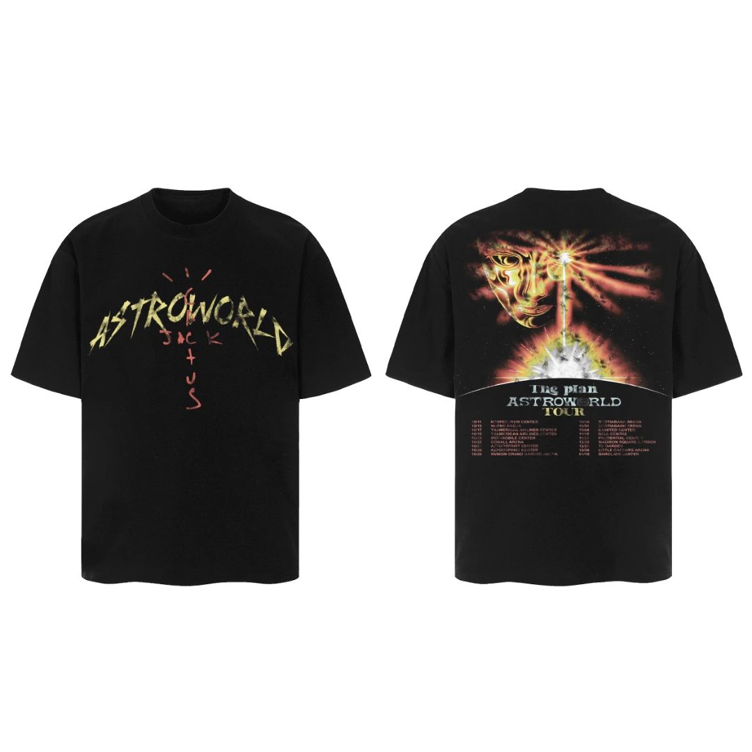 Cactus Jack Astroworld Double-Sided Black Cotton Tee