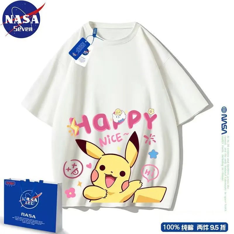 Design NASA x Pokémon Happy Nice Pikachu Blue T-Shirt T-Shirts - 8