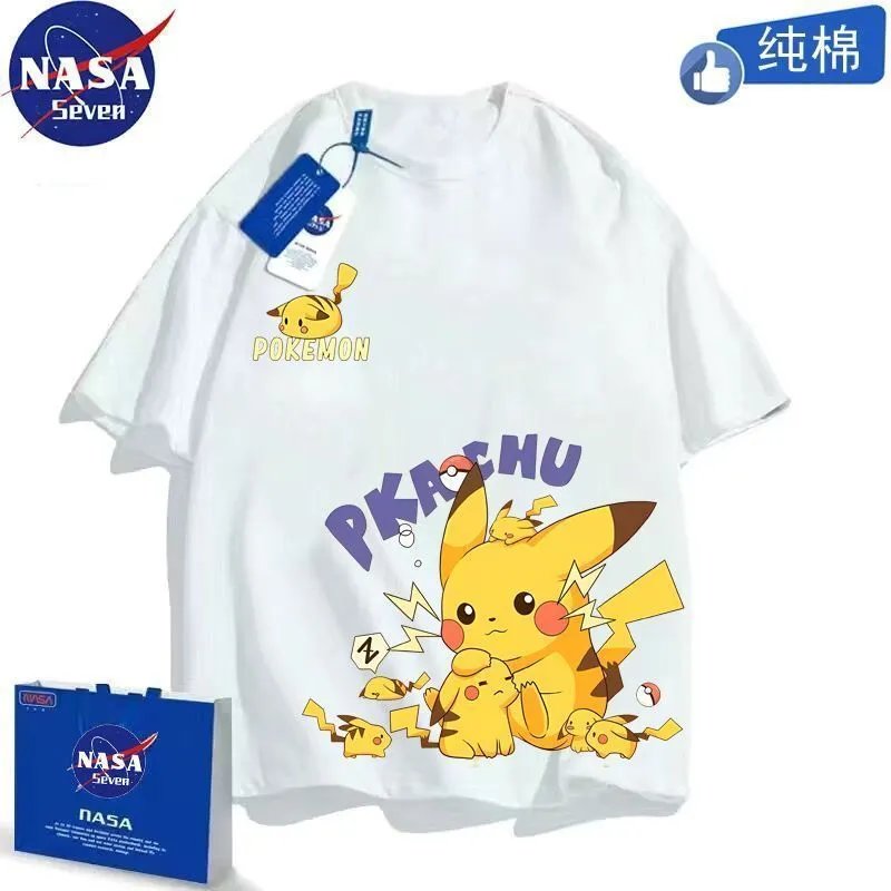 Design NASA x Pokémon Happy Nice Pikachu Blue T-Shirt T-Shirts - 3