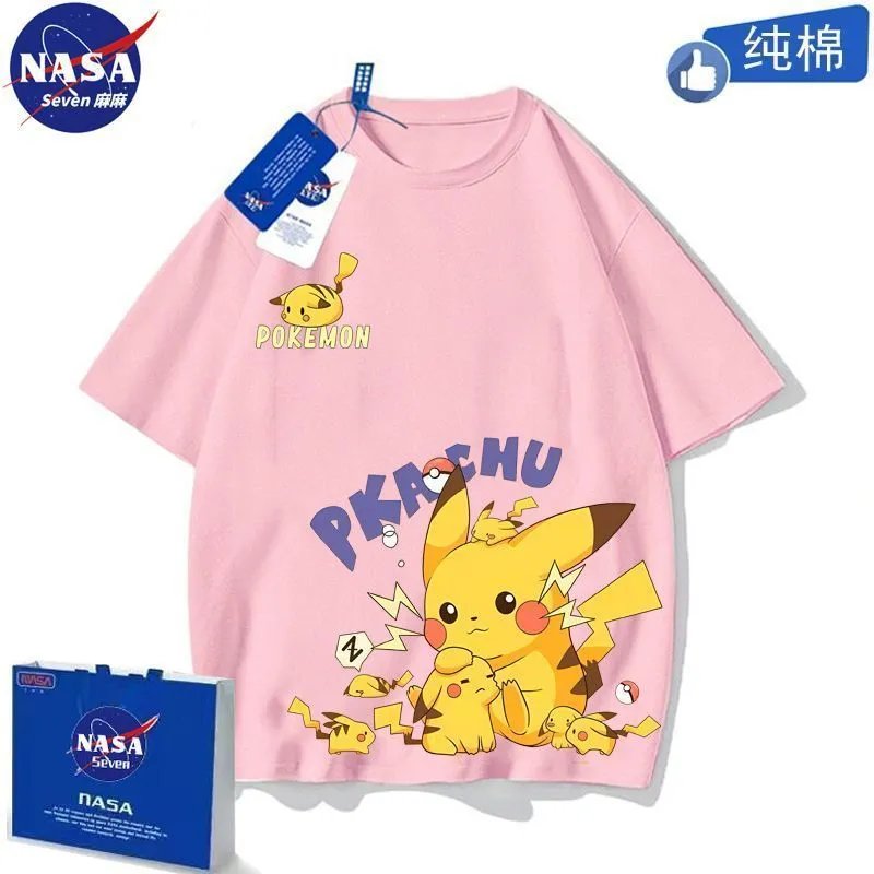 Design NASA x Pokémon Happy Nice Pikachu Blue T-Shirt T-Shirts - 6