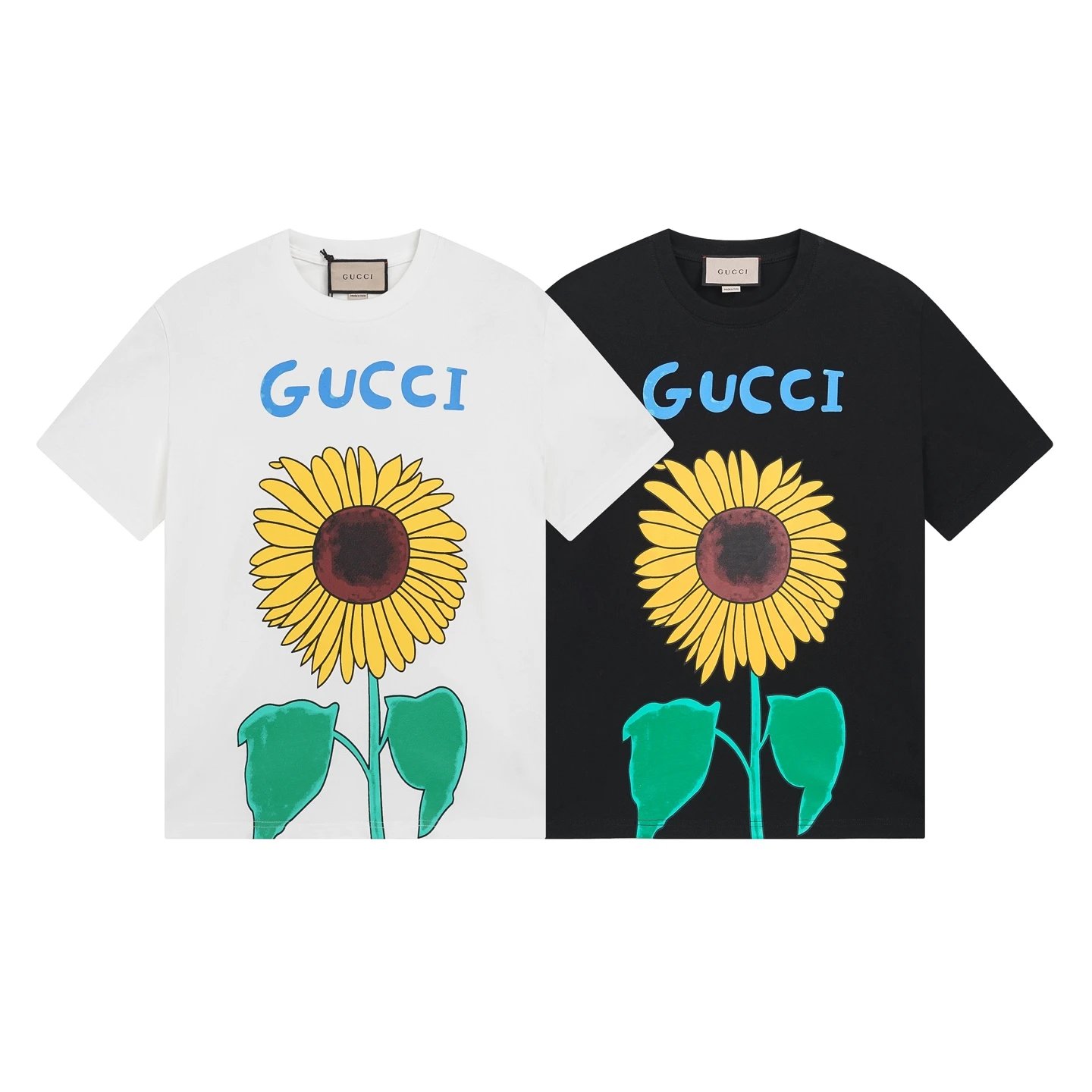 Gucci Sunflower Print White Cotton Unisex T-Shirt