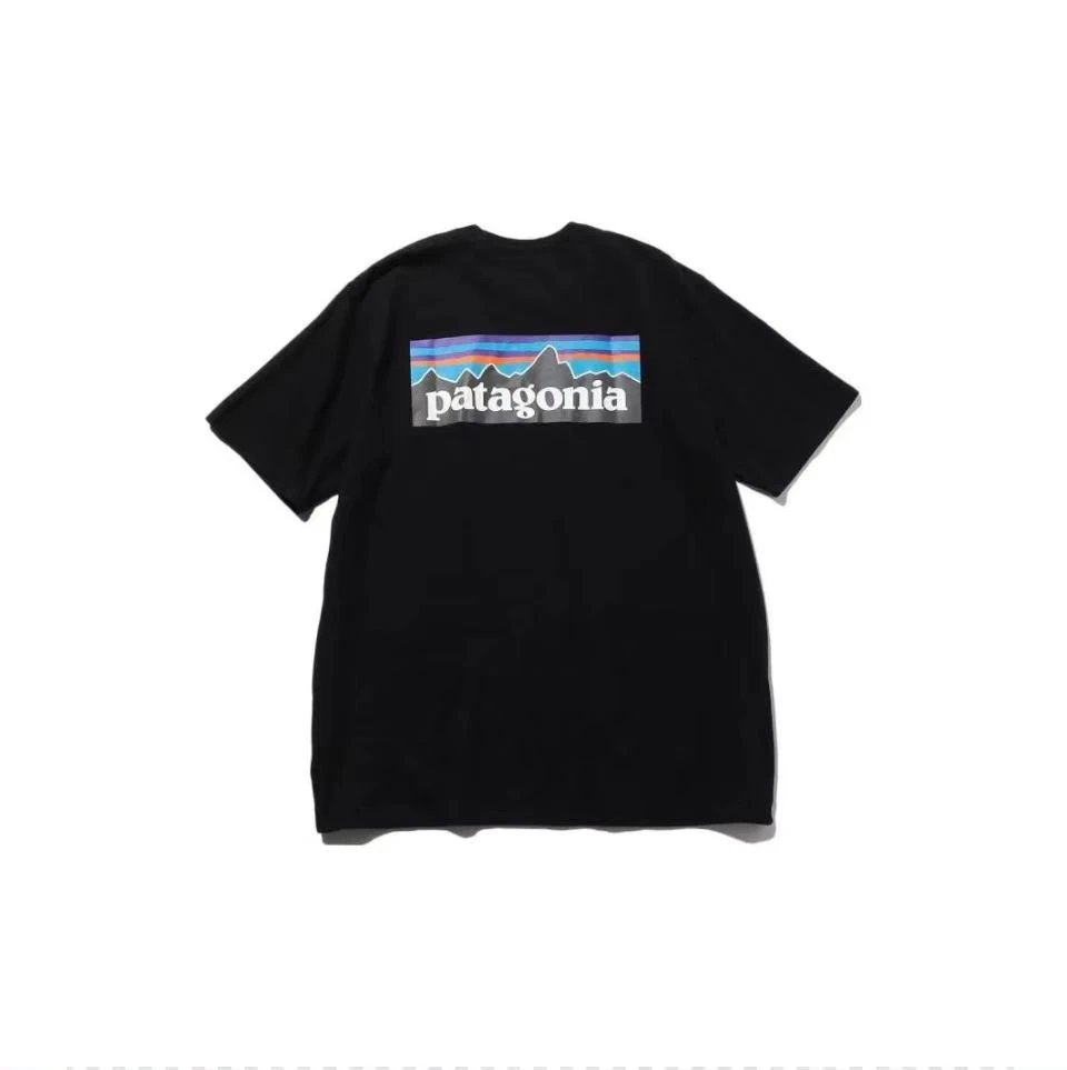 Patagonia Black Cotton Tee, Unisex Mountain Logo Shirt