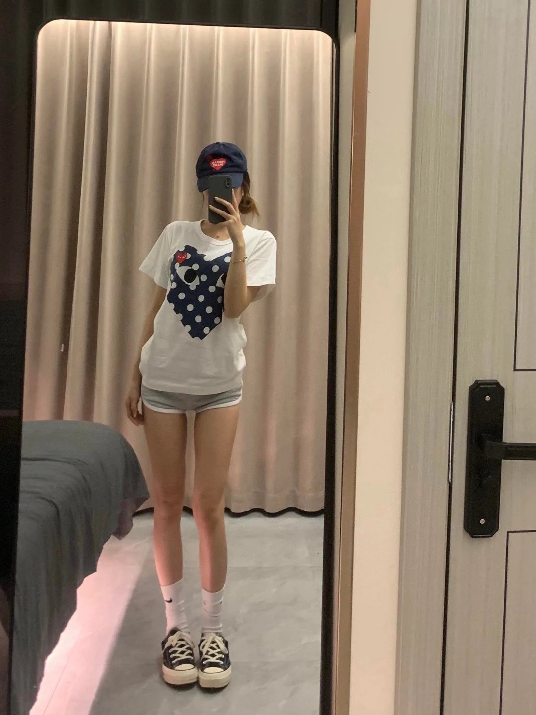 CDG Play Polka Dot Heart White Cotton T-Shirt