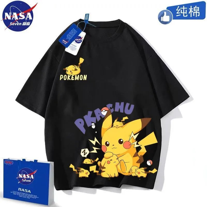 Design NASA x Pokémon Happy Nice Pikachu Blue T-Shirt T-Shirts - 5