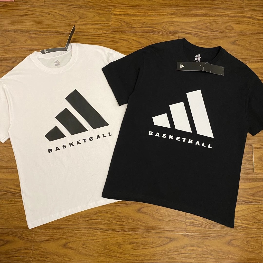 Adidas Basketball Black 3-Stripes Cotton T-Shirt