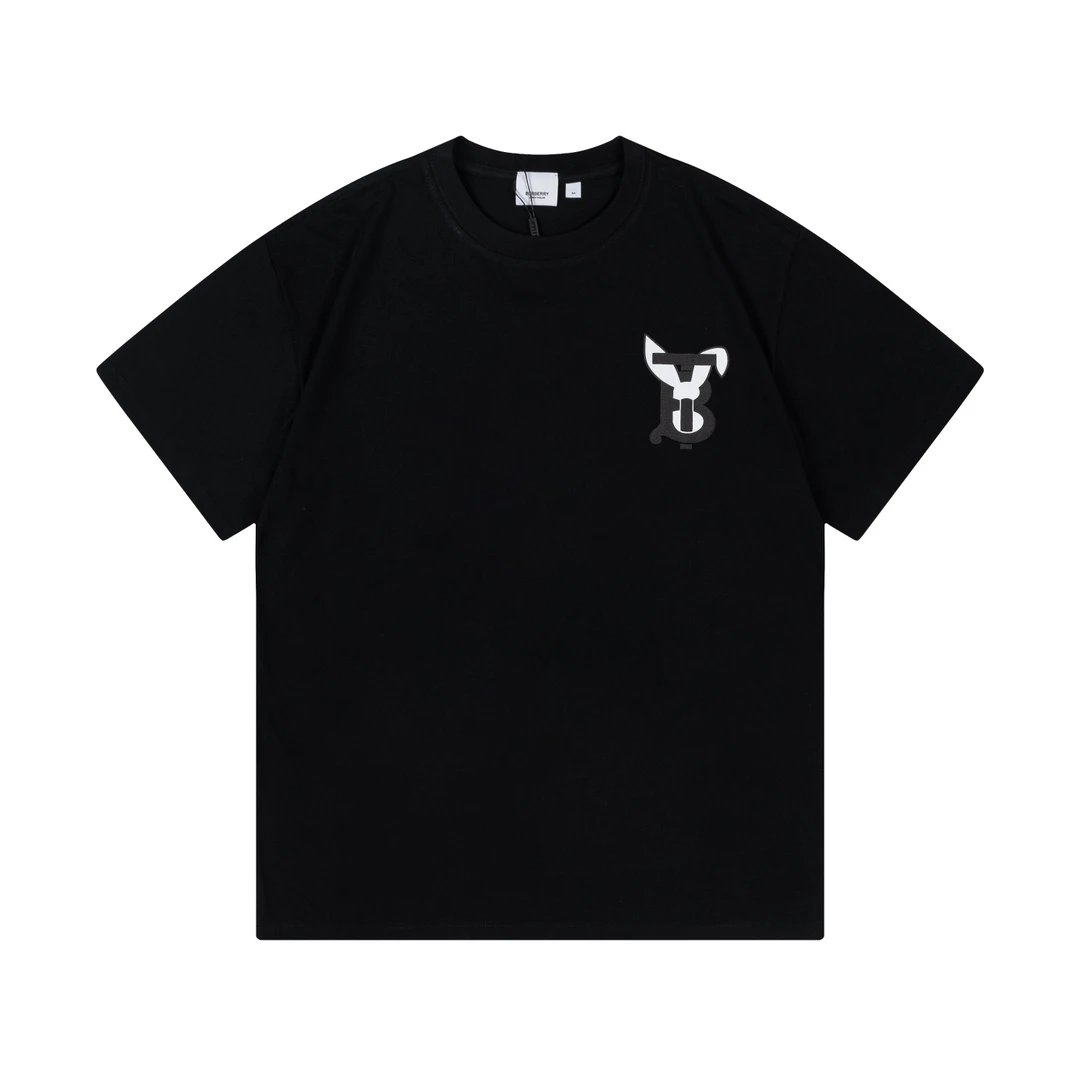 Burberry TB Logo Black Cotton Crew Neck T-Shirt