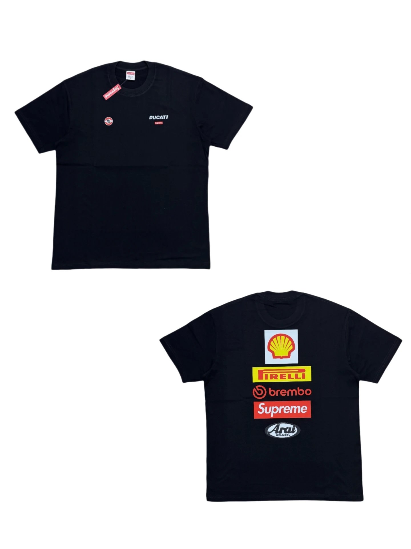 Supreme Ducati Black Racing Logo Cotton T-Shirt
