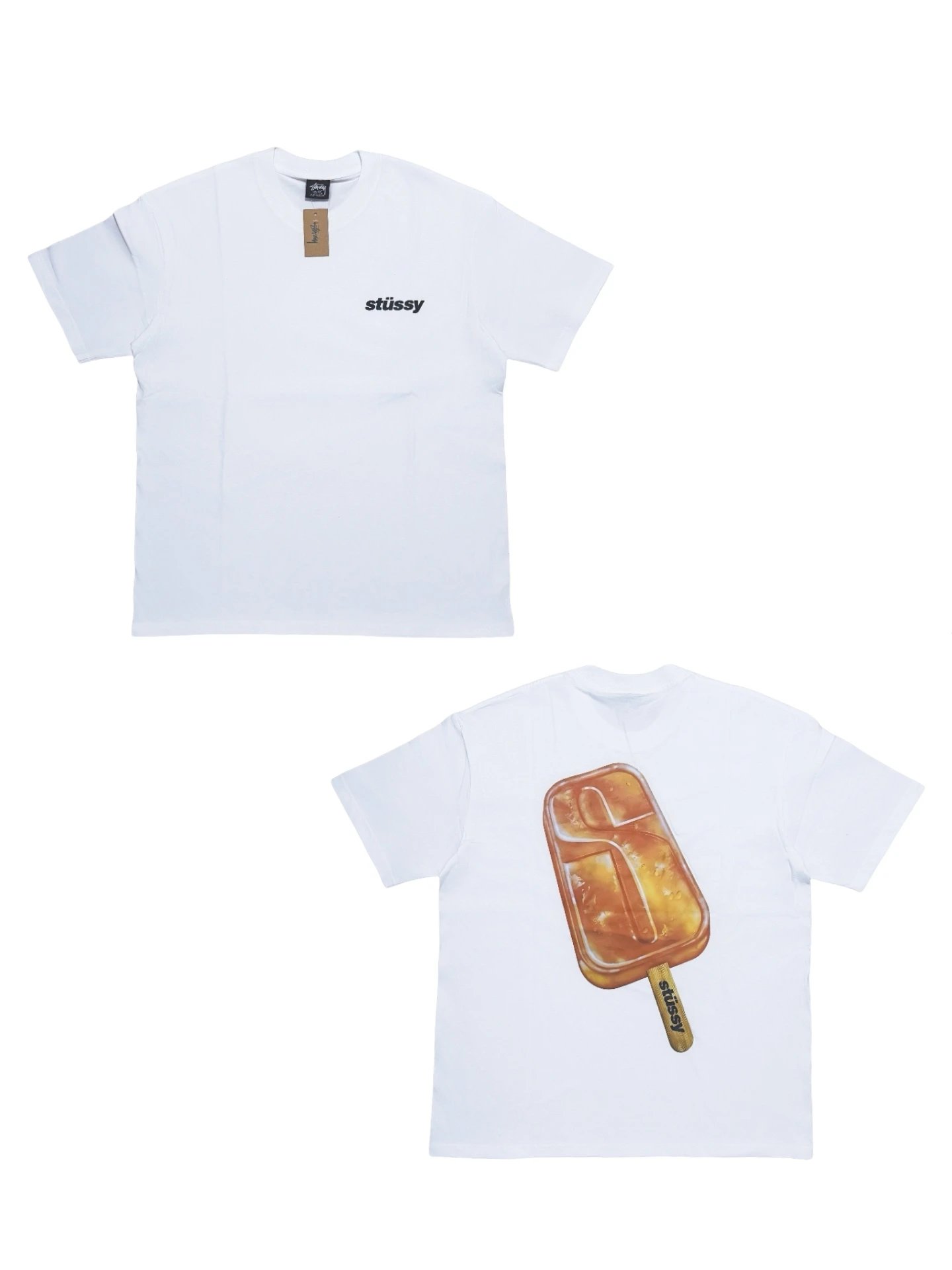 Stussy White Popsicle Graphic Cotton T-Shirt