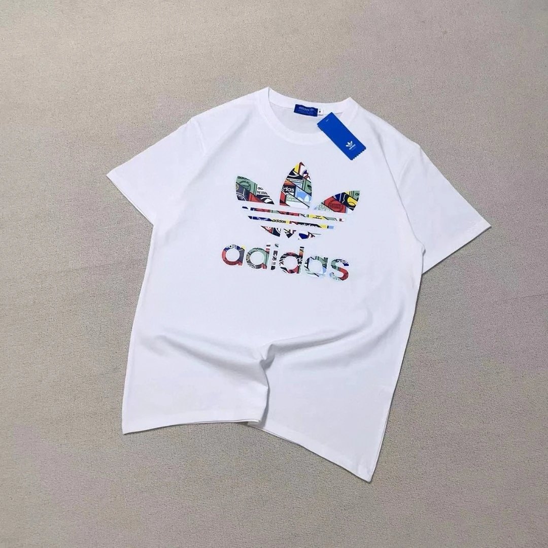 Adidas White Trefoil Logo Cotton T-Shirt Unisex Casual Top