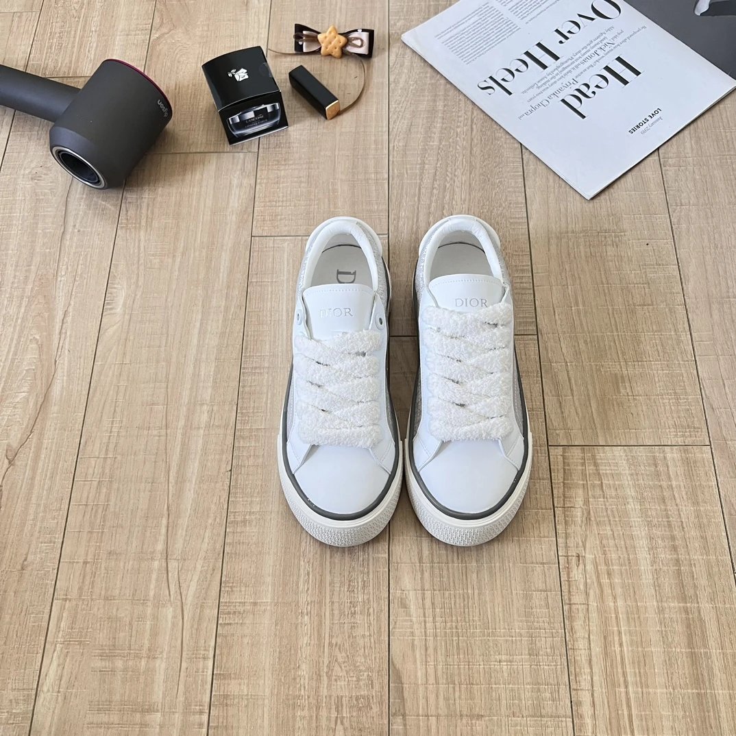 Dior White Luxury Unisex Leather Chunky Sneakers