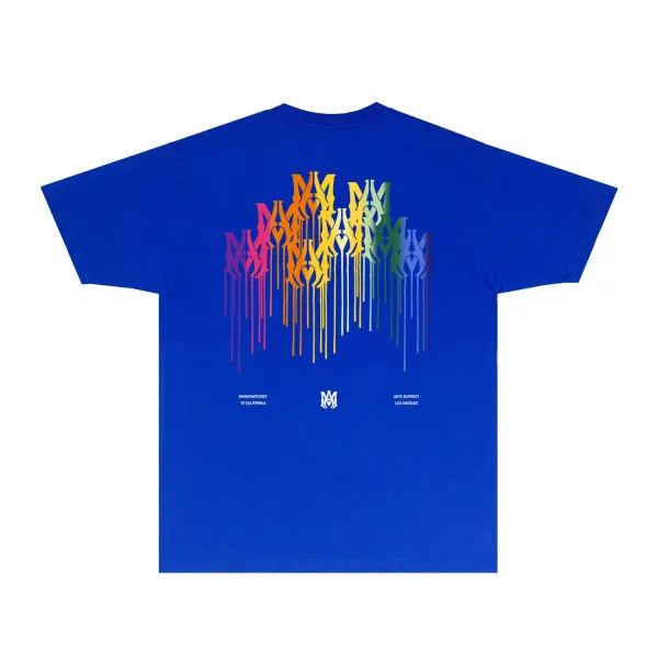 Amiri Rainbow Drip Logo T-Shirt Light Blue - 17