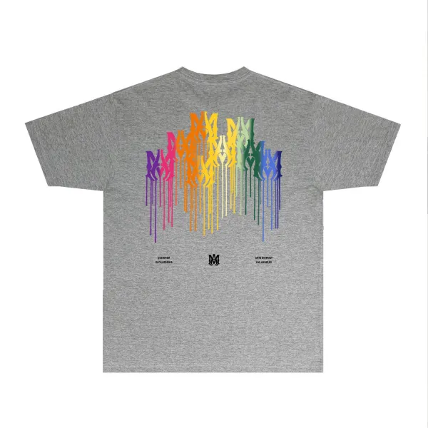Amiri Rainbow Drip Logo T-Shirt Light Blue - 23