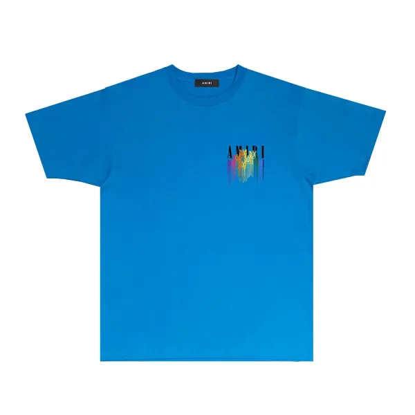 Amiri Rainbow Drip Logo T-Shirt Light Blue - 29