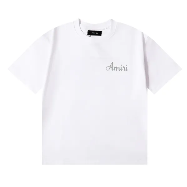 Amiri Rainbow Drip Logo T-Shirt Light Blue - 12