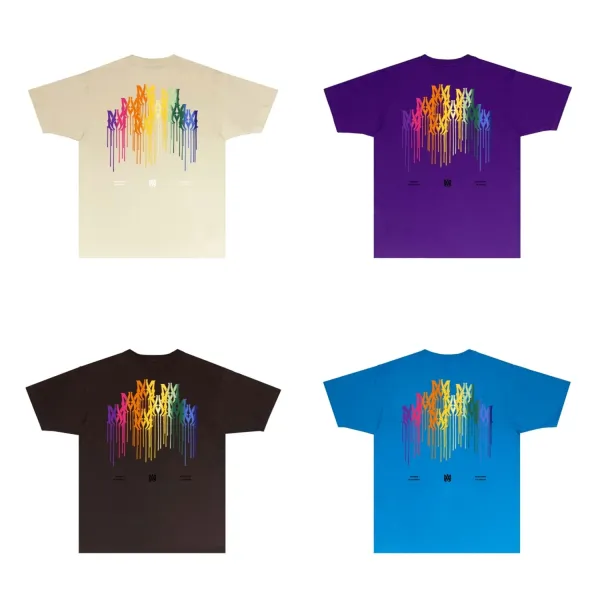 Amiri Rainbow Drip Logo T-Shirt Light Blue - 41