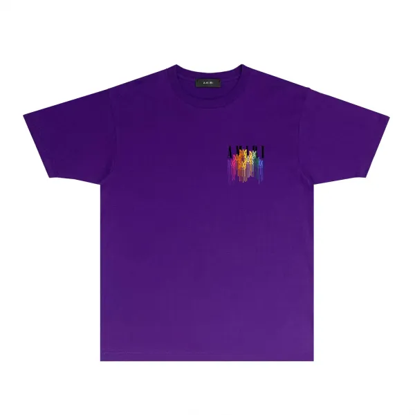 Amiri Rainbow Drip Logo T-Shirt Light Blue - 33