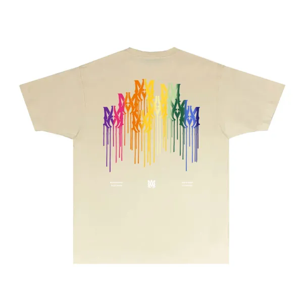 Amiri Rainbow Drip Logo T-Shirt Light Blue - 32