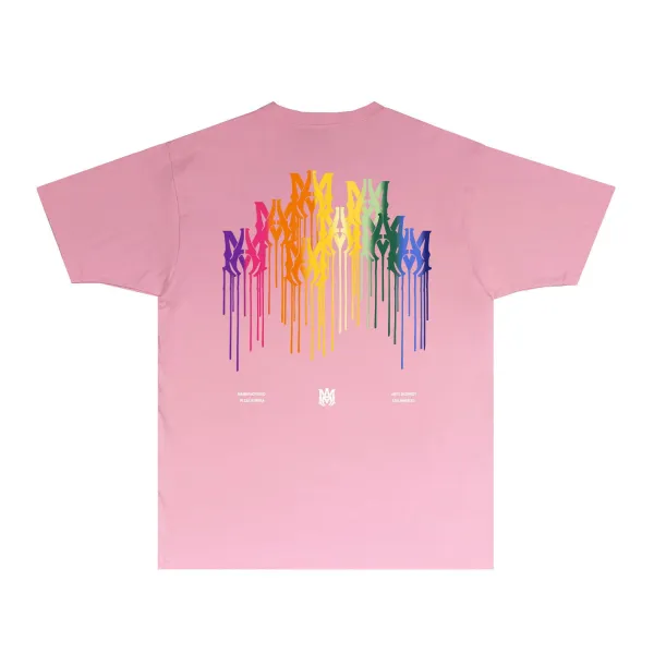 Amiri Rainbow Drip Logo T-Shirt Light Blue - 19