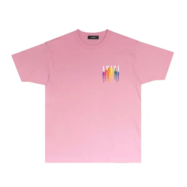 Amiri Rainbow Drip Logo T-Shirt Light Blue - 18