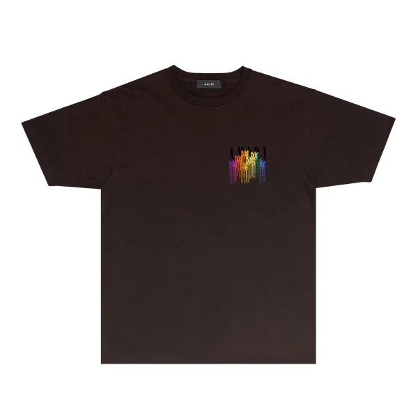 Amiri Rainbow Drip Logo T-Shirt Light Blue - 26