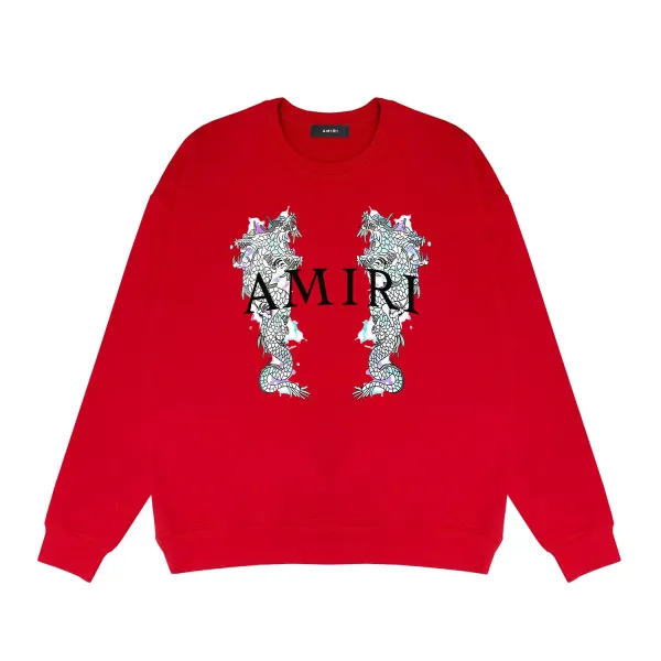 Amiri Dragon Print Crewneck White Hoodie - 18