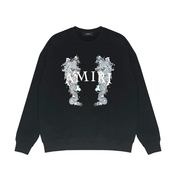 Amiri Dragon Print Crewneck White Hoodie - 17