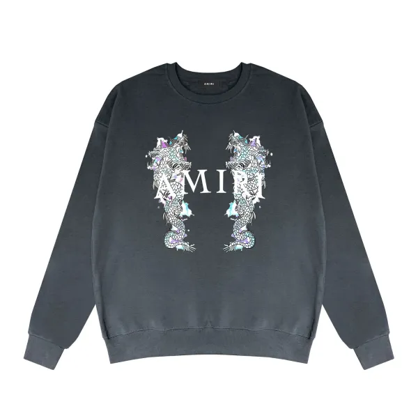 Amiri Dragon Print Crewneck White Hoodie - 26