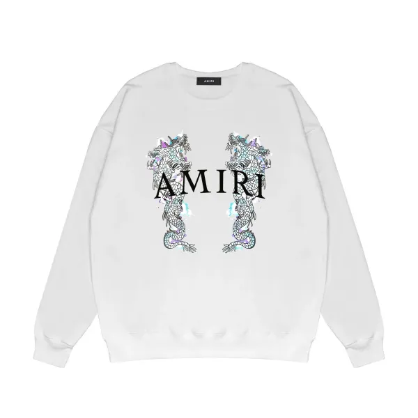 Amiri Dragon Print Crewneck White Hoodie - 16