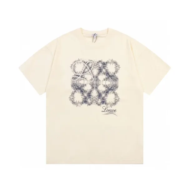 Loewe Anagram Print Cream T-Shirt - 1