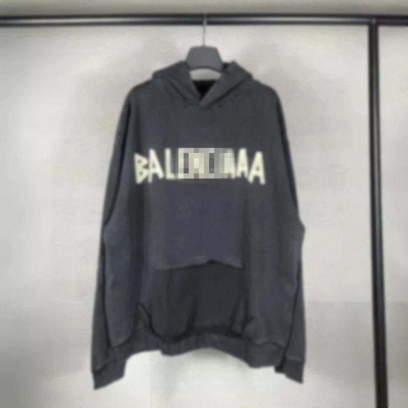 Distressed Hooded Sweatshirt