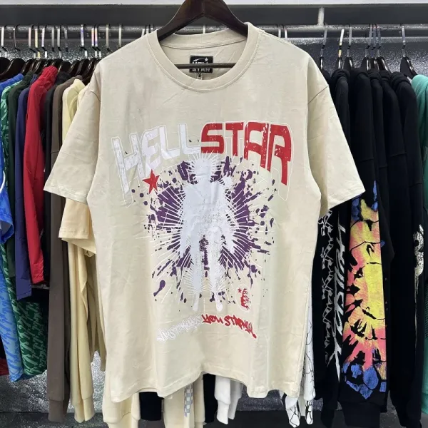 Hellstar Graphic Print Beige T-Shirt - 1
