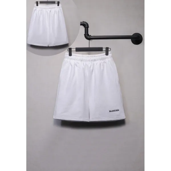 Balenciaga Logo-Embroidered White Cotton Shorts - 1