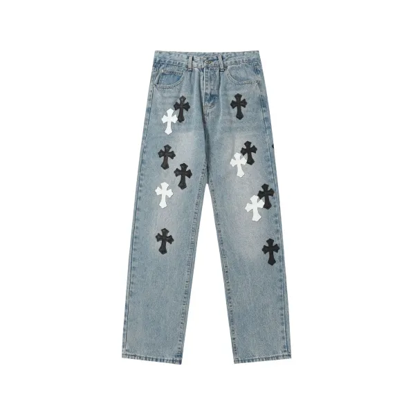Chrome Hearts Cross Patch Light Wash Jeans - 1