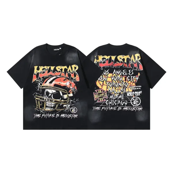 Hellstar Skull Helmet Graphic T-Shirt Black - 1