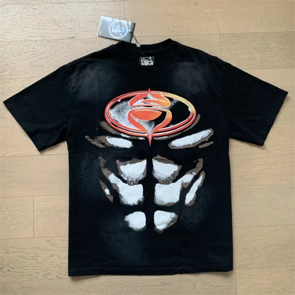 Hell Star Muscular Print Black T-Shirt - 1