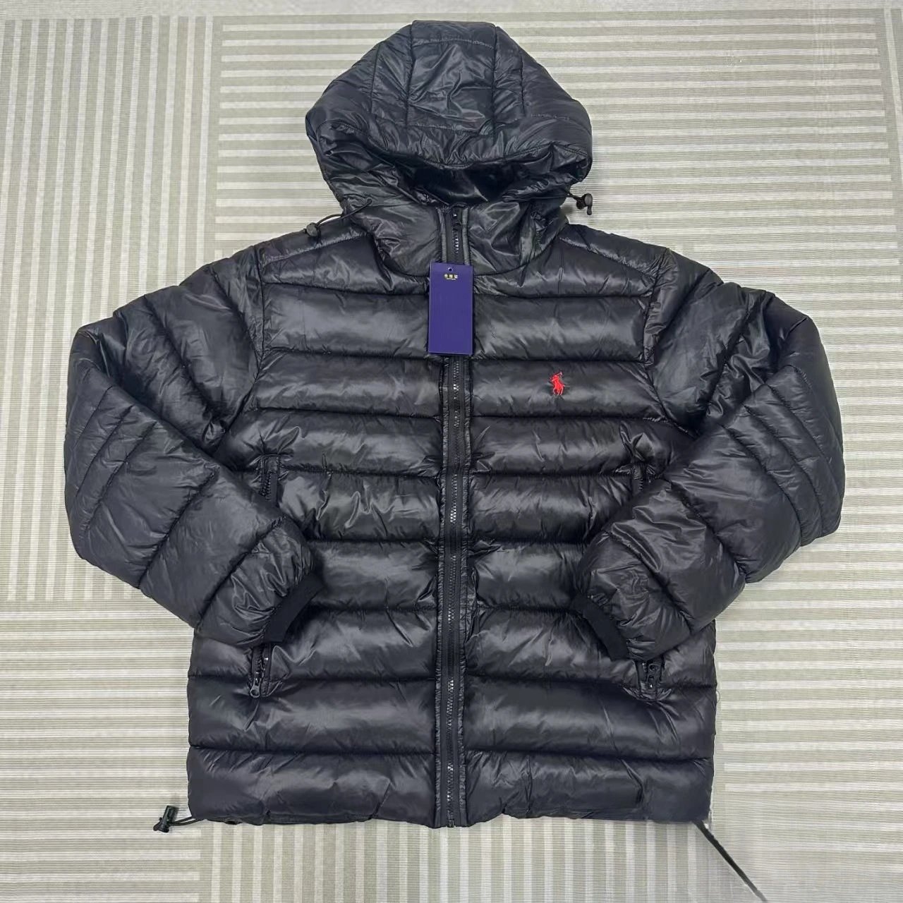 Polo Ralph Lauren Down Jacket Black Hooded Puffer - 1