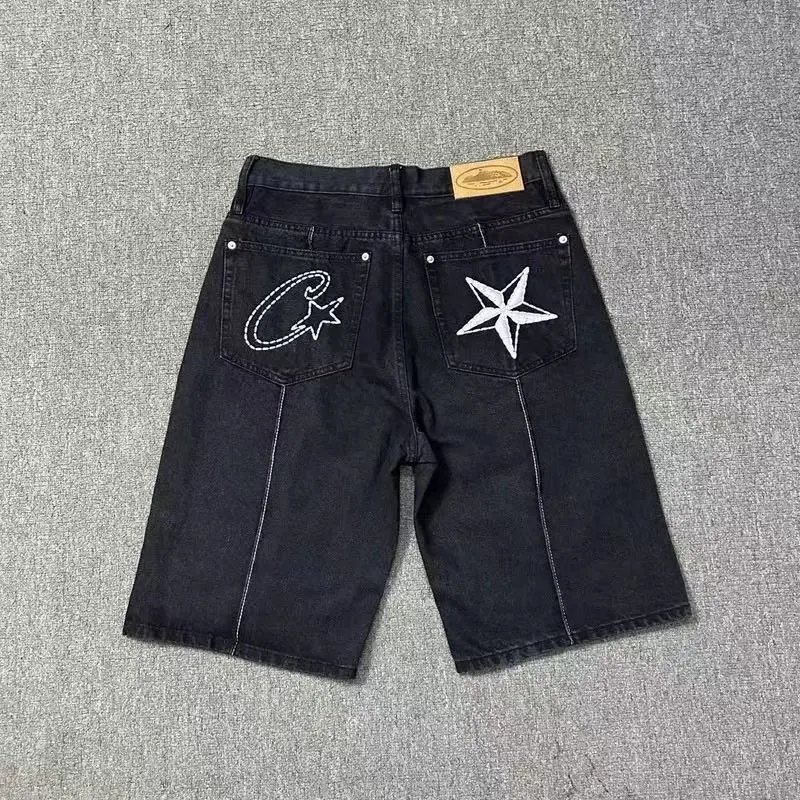 Black denim shorts